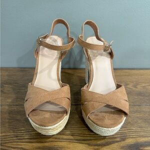 Tan Espadrille Wedge Sandals KARRI blue